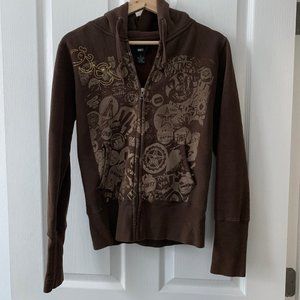 Obey Brown Zip Up Jacket Women's Medium